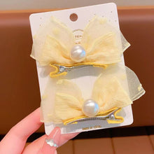 Load image into Gallery viewer, 2pcs/set New Spring/Summer Dopamine Mesh Pearl Bow Children's Hair Clip Cute Girl Ball Head Duck Mouth Hairpin Side Clip Hair Accessories Princess Hair Clip
