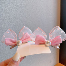 Load image into Gallery viewer, 2pcs/set New Spring/Summer Dopamine Mesh Pearl Bow Children's Hair Clip Cute Girl Ball Head Duck Mouth Hairpin Side Clip Hair Accessories Princess Hair Clip

