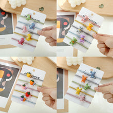 Load image into Gallery viewer, 5pcs/set Children's Rubber Hair Ties Cute Cartoon Elastic Hair Ropes Ponytail Holder Bands Strawberry Bear Dinosaur Hair Band Hair Accessories

