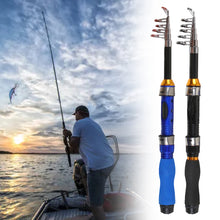 Load image into Gallery viewer, 1/1.2/1.5M Portable Retractable Fishing Rod Super Short Fiberglass Small Sea Rod Fishing Supplies - Blue/Black
