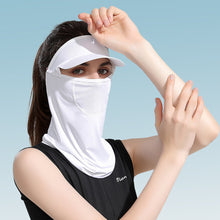 Load image into Gallery viewer, Summer Full Face Sunscreen Ice Silk Mask With Brim Lengthened Neck Guard Mouth And Nose Breathable Design Outdoor Cycling Golf UV Face-Kini
