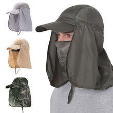 Load image into Gallery viewer, Summer Cool Sunblock Camouflage Hat With Detachable Hat Curtain and mask Outdoor Fishing Mountaineering Quick Drying Breathable UV Resistant Baseball Cap
