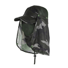 Load image into Gallery viewer, Summer Cool Sunblock Camouflage Hat With Detachable Hat Curtain and mask Outdoor Fishing Mountaineering Quick Drying Breathable UV Resistant Baseball Cap
