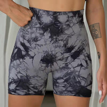 Load image into Gallery viewer, High-Waisted Tie-Dye Sports Yoga Pants Abdomen Tighten Hip Lift Fitness Seamless Stretch Shorts
