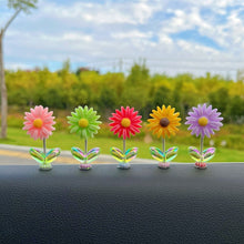 Load image into Gallery viewer, 5Pcs Cartoon Car Interior Shaking Head Sunflowers Ornament Decoration with Spring Shake Head Decor Double-sided Tape
