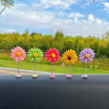 Load image into Gallery viewer, 5Pcs Cartoon Car Interior Shaking Head Sunflowers Ornament Decoration with Spring Shake Head Decor Double-sided Tape
