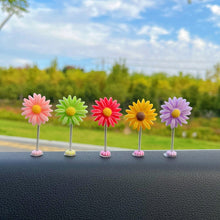 Load image into Gallery viewer, 5Pcs Cartoon Car Interior Shaking Head Sunflowers Ornament Decoration with Spring Shake Head Decor Double-sided Tape
