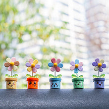 Load image into Gallery viewer, 5Pcs Cartoon Car Interior Shaking Head Colourful Flower Ornament Decoration Spring Shake Head Sunflowers Decor Double-sided Tape
