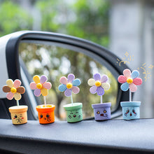 Load image into Gallery viewer, 5Pcs Cartoon Car Interior Shaking Head Colourful Flower Ornament Decoration Spring Shake Head Sunflowers Decor Double-sided Tape
