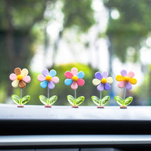 Load image into Gallery viewer, 5Pcs Cartoon Car Interior Shaking Head Colourful Flower Ornament Decoration Spring Shake Head Sunflowers Decor Double-sided Tape
