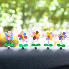 Load image into Gallery viewer, 5Pcs Cartoon Car Interior Shaking Head Colourful Flower Ornament Decoration Spring Shake Head Sunflowers Decor Double-sided Tape
