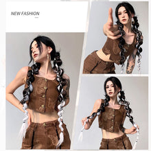Load image into Gallery viewer, Wig Bubble Braid Simulation Fried Dough Twists Braid Long Braid Tissued Sweet Cool Spicy Girl Horsetail Twisted Dirty Braid
