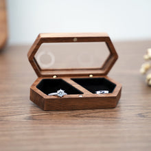 Load image into Gallery viewer, Ring Box Jewelry Storage Black Walnut Wooden Box Two Grids For Women Portable Storage Box Gift 2024 Trend Decoration

