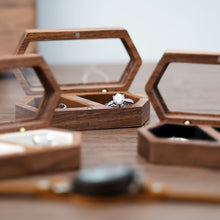 Load image into Gallery viewer, Ring Box Jewelry Storage Black Walnut Wooden Box Two Grids For Women Portable Storage Box Gift 2024 Trend Decoration
