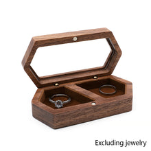 Load image into Gallery viewer, Ring Box Jewelry Storage Black Walnut Wooden Box Two Grids For Women Portable Storage Box Gift 2024 Trend Decoration
