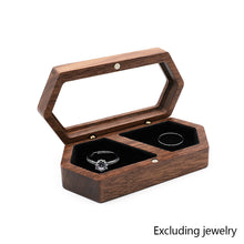 Load image into Gallery viewer, Ring Box Jewelry Storage Black Walnut Wooden Box Two Grids For Women Portable Storage Box Gift 2024 Trend Decoration
