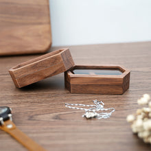 Load image into Gallery viewer, Ring Box Jewelry Storage Black Walnut Wooden Box Two Grids For Women Portable Storage Box Gift 2024 Trend Decoration
