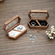 Load image into Gallery viewer, Ring Box Jewelry Storage Black Walnut Wooden Box Two Grids For Women Portable Storage Box Gift 2024 Trend Decoration
