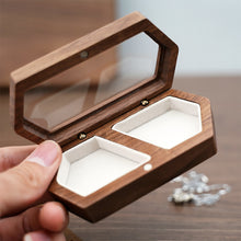 Load image into Gallery viewer, Ring Box Jewelry Storage Black Walnut Wooden Box Two Grids For Women Portable Storage Box Gift 2024 Trend Decoration

