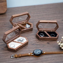 Load image into Gallery viewer, Ring Box Jewelry Storage Black Walnut Wooden Box Two Grids For Women Portable Storage Box Gift 2024 Trend Decoration
