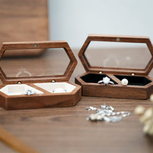 Load image into Gallery viewer, Ring Box Jewelry Storage Black Walnut Wooden Box Two Grids For Women Portable Storage Box Gift 2024 Trend Decoration
