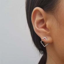 Load image into Gallery viewer, Geometric Square Earrings Female Ear Jackets Gold Silver Modern Stainless Steel Jewelry Gift Delicate accessory
