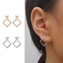 Load image into Gallery viewer, Geometric Square Earrings Female Ear Jackets Gold Silver Modern Stainless Steel Jewelry Gift Delicate accessory
