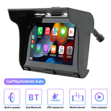 Load image into Gallery viewer, 5" Screen Motorcycle Navigation GPS Wireless Apple Carplay Android Auto Motorcycle BT IP67 Waterproof Touch Screen Display
