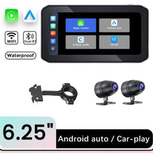 Load image into Gallery viewer, 6.25" Motorcycle CarPlay Motorcycle Navigation Screen Dual Bluetooth Wireless CarPlay Android Auto IP65 Waterproof 1200nit
