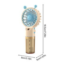 Load image into Gallery viewer, Handheld Spray Mini Air Conditioner USB Rechargeable Portable Humidifier Mist Cooler Cooling Spray Humidifier Fan for Home Office
