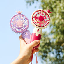Load image into Gallery viewer, 1Pc Cartoon Small Fan Desktop Cute Mini Handheld Fan With USB Rechargeable Summer Cooling Portable Fan
