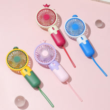 Load image into Gallery viewer, 1Pc Cartoon Small Fan Desktop Cute Mini Handheld Fan With USB Rechargeable Summer Cooling Portable Fan
