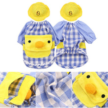 Load image into Gallery viewer, Pet Dog Kindergarten Clothes Puppy Cute Yellow Duck Plaid T-shirt with Hat Teddy Bichon Pomeranian Small Dog Cat Clothing Coat
