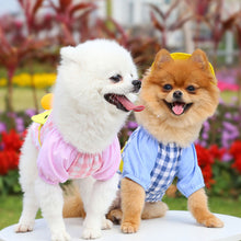 Load image into Gallery viewer, Pet Dog Kindergarten Clothes Puppy Cute Yellow Duck Plaid T-shirt with Hat Teddy Bichon Pomeranian Small Dog Cat Clothing Coat
