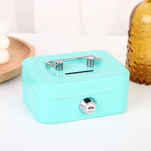 Load image into Gallery viewer, Small Money Safe Box Lockable Cash Box with Keys Portage Metal Sturdy Lock Box Coin Box Coin Storage Jar With Lock
