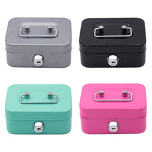 Load image into Gallery viewer, Small Money Safe Box Lockable Cash Box with Keys Portage Metal Sturdy Lock Box Coin Box Coin Storage Jar With Lock
