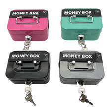 Load image into Gallery viewer, Small Money Safe Box Lockable Cash Box with Keys Portage Metal Sturdy Lock Box Coin Box Coin Storage Jar With Lock
