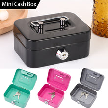 Load image into Gallery viewer, Small Money Safe Box Lockable Cash Box with Keys Portage Metal Sturdy Lock Box Coin Box Coin Storage Jar With Lock

