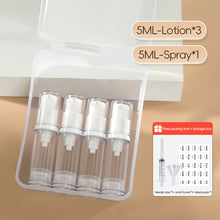 Load image into Gallery viewer, 4pcs/set 5/10ML Liquid Foundation Travel Bottle Cosmetics Eye Cream Vacuum Bottle Press Bottle Spray Bottle Travel Portable Refillable Bottles
