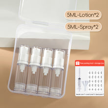 Load image into Gallery viewer, 4pcs/set 5/10ML Liquid Foundation Travel Bottle Cosmetics Eye Cream Vacuum Bottle Press Bottle Spray Bottle Travel Portable Refillable Bottles
