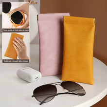Load image into Gallery viewer, Portable Sunglasses Bag Storage Pouch Soft Leather Waterproof Bag Simple Lipstick Headphone Cable Storage Bag
