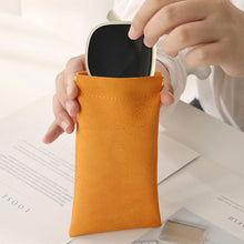 Load image into Gallery viewer, Portable Sunglasses Bag Storage Pouch Soft Leather Waterproof Bag Simple Lipstick Headphone Cable Storage Bag
