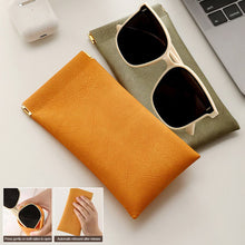 Load image into Gallery viewer, Portable Sunglasses Bag Storage Pouch Soft Leather Waterproof Bag Simple Lipstick Headphone Cable Storage Bag
