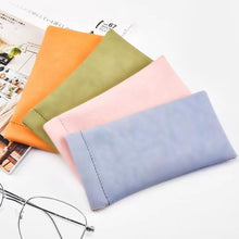 Load image into Gallery viewer, Portable Sunglasses Bag Case Storage Pouch Soft PU Leather Waterproof Bag Simple Lipstick Headphone Cable Storage Bag
