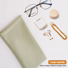 Load image into Gallery viewer, Portable Sunglasses Bag Case Storage Pouch Soft PU Leather Waterproof Bag Simple Lipstick Headphone Cable Storage Bag
