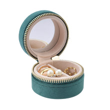 Load image into Gallery viewer, Mini Round Jewelry Box With Mirror Velvet Surface Ring Stud Earring Storage Box Women Trinkets Organizer Delicate Size 2024 Trend Fashion

