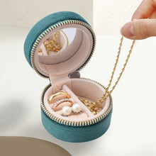Load image into Gallery viewer, Mini Round Jewelry Box With Mirror Velvet Surface Ring Stud Earring Storage Box Women Trinkets Organizer Delicate Size 2024 Trend Fashion
