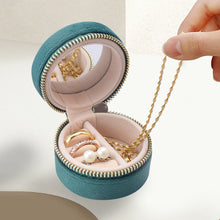 Load image into Gallery viewer, Mini Round Jewelry Box With Mirror Velvet Surface Ring Stud Earring Storage Box Women Trinkets Organizer Delicate Size 2024 Trend Fashion
