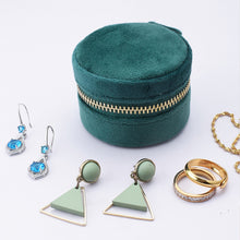 Load image into Gallery viewer, Mini Round Jewelry Box With Mirror Velvet Surface Ring Stud Earring Storage Box Women Trinkets Organizer Delicate Size 2024 Trend Fashion
