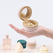 Load image into Gallery viewer, Mini Round Jewelry Box With Mirror Velvet Surface Ring Stud Earring Storage Box Women Trinkets Organizer Delicate Size 2024 Trend Fashion
